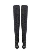 Diesel Black Denim High Boots with Stiletto Heel and Pointed Toe - COLLEZIONE TEAM EC | $store$