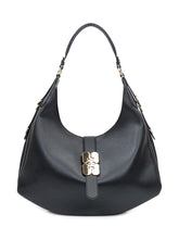 Ganni Black Leather Hobo Bag with Gold Detail - COLLEZIONE TEAM EC | $store$