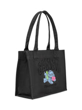 Ganni Tote Bag in Canvas Nero con Stampa Puppy - Borse Donna | $store$