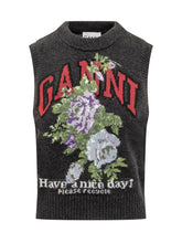 Ganni Wool Vest with Floral and Logo Design - COLLEZIONE TEAM EC | $store$