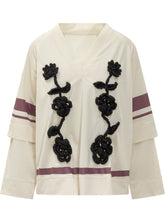 Ganni Cream Sporty Sweater with Floral Embroidery - COLLEZIONE TEAM EC | $store$