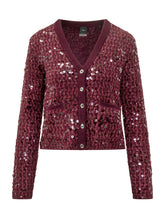 Pinko Mamma Mia Bordeaux Sequin Cardigan - COLLEZIONE TEAM EC | $store$