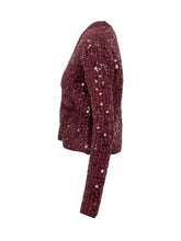 Pinko Mamma Mia Bordeaux Sequin Cardigan - COLLEZIONE TEAM EC | $store$
