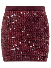 Pinko Gimme Bordeaux Mini Skirt with Sequins - COLLEZIONE TEAM EC | $store$
