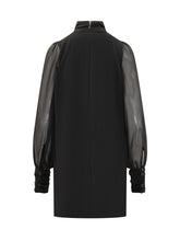 Abito Corto Pinko Nero con Maniche Trasparenti - Abbigliamento Donna | $store$