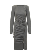 Pinko Abito Grigio Drappeggiato con Zip Laterale - Abbigliamento Donna | $store$