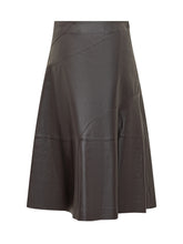 Brown Flared Leather Midi Skirt Boss - Boss | $store$