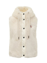 Moncler Ivory Faux Fur Hooded Vest - COLLEZIONE TEAM EC | $store$