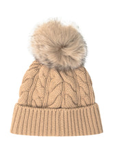 Moncler Beanie Cammello con Pompon in Pelliccia - Accessori Donna | $store$