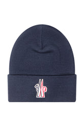 Moncler Blue Beanie with Embroidered Logo - COLLEZIONE TEAM EC | $store$