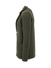 Giacca Albarena in Maglia Verde con Motivo Spigato - Abbigliamento Uomo | $store$