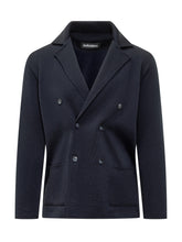 Albanera Blue Double-Breasted Knit Jacket - COLLEZIONE TEAM EC | $store$