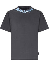 T-shirt Nera con Logo al Collo Palm Angels Kids - Abbigliamento Bambini | $store$