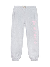Palm Angels Kids Pantaloni Jogger Grigi con Logo Rosa - Abbigliamento Bambini | $store$