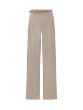 Max Mara Pantaloni Beige a Gamba Larga con Cintura - Abbigliamento Donna | $store$