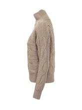 Max Mara Studio Beige Cable Knit High Neck Sweater - COLLEZIONE TEAM EC | $store$