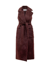 Max Mara Gilet Lungo in Lana Bordeaux con Cintura - Abbigliamento Donna | $store$