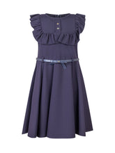 Monnalisa Abito Blu con Balze e Cintura - Abbigliamento Bambini | $store$