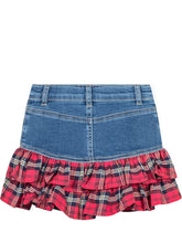 Monnalisa Gonna in Denim con Rouches Scozzesi - Abbigliamento Bambini | $store$