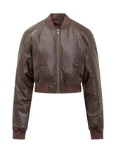 Rotate Bomber in Pelle Intrecciata Marrone - Abbigliamento Donna | $store$