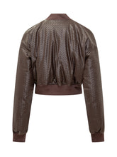 Rotate Bomber in Pelle Intrecciata Marrone - Abbigliamento Donna | $store$