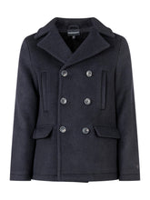 Emporio Armani Double-Breasted Wool Peacoat in Blue - COLLEZIONE TEAM EC | $store$