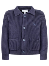 Emporio Armani Blue Cardigan for Boys with Logo - COLLEZIONE TEAM EC | $store$