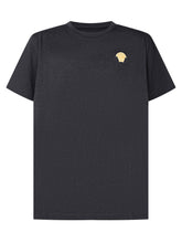 Versace Kids Black T-Shirt with Embroidered Medusa Logo - COLLEZIONE TEAM EC | $store$