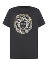 Versace Kids Black T-Shirt with Gold Maxi Medusa Logo - COLLEZIONE TEAM EC | $store$