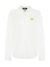 Versace Kids Camicia Bianca con Logo Medusa Oro - Abbigliamento Bambini | $store$