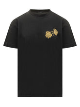 Willy Chavarria Black T-Shirt with Gold Rose Print - COLLEZIONE TEAM EC | $store$