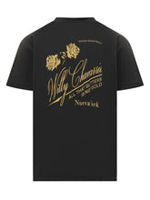 Willy Chavarria Black T-Shirt with Gold Rose Print - COLLEZIONE TEAM EC | $store$