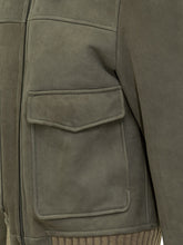 Dfour Giacca in Montone Scamosciato Verde con Collo in Shearling - Abbigliamento Uomo | $store$