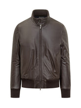 Dfour Giacca in Pelle Marrone con Collo Alto - Abbigliamento Uomo | $store$