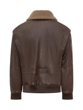 Dfour Giacca in Pelle Marrone con Collo Shearling e Tasche a Patta - Abbigliamento Uomo | $store$