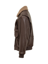 Dfour Giacca in Pelle Marrone con Collo Shearling e Tasche a Patta - Abbigliamento Uomo | $store$