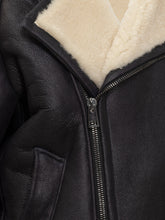 Giocasta Black Leather Jacket with Shearling - COLLEZIONE TEAM EC | $store$