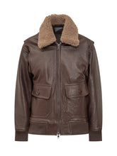 Giocasta Brown Leather Aviator Jacket - COLLEZIONE TEAM EC | $store$