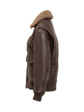 Giocasta Brown Leather Aviator Jacket - COLLEZIONE TEAM EC | $store$