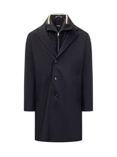 Cappotto Boss in Lana Blu con Dettaglio Zip - Abbigliamento Uomo | $store$