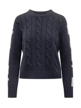 MC2 Saint Barth Blue Cable Knit Sweater with Logo - COLLEZIONE TEAM EC | $store$