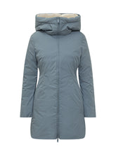 Add Long Light Blue Puffer Jacket with Hood - Add | $store$