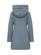 Add Long Light Blue Puffer Jacket with Hood - Add | $store$