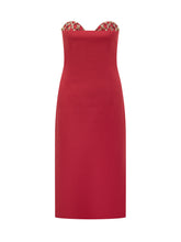 Genny Red Strapless Dress with Jewel Embroidery - COLLEZIONE TEAM EC | $store$